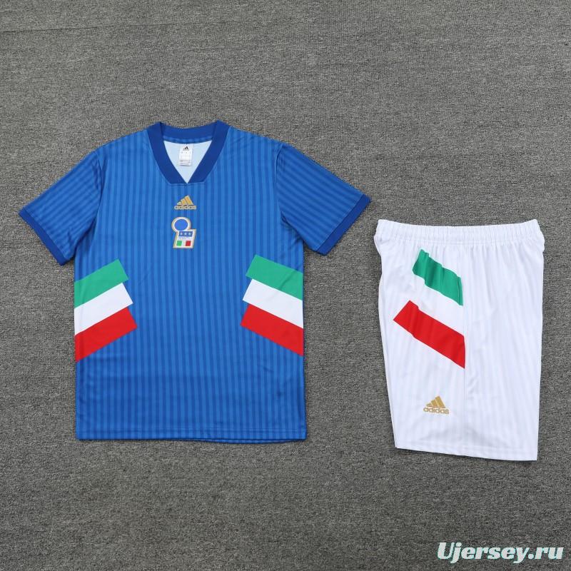 2023 Italy Blue Remake Icon Short Sleeve+Shorts