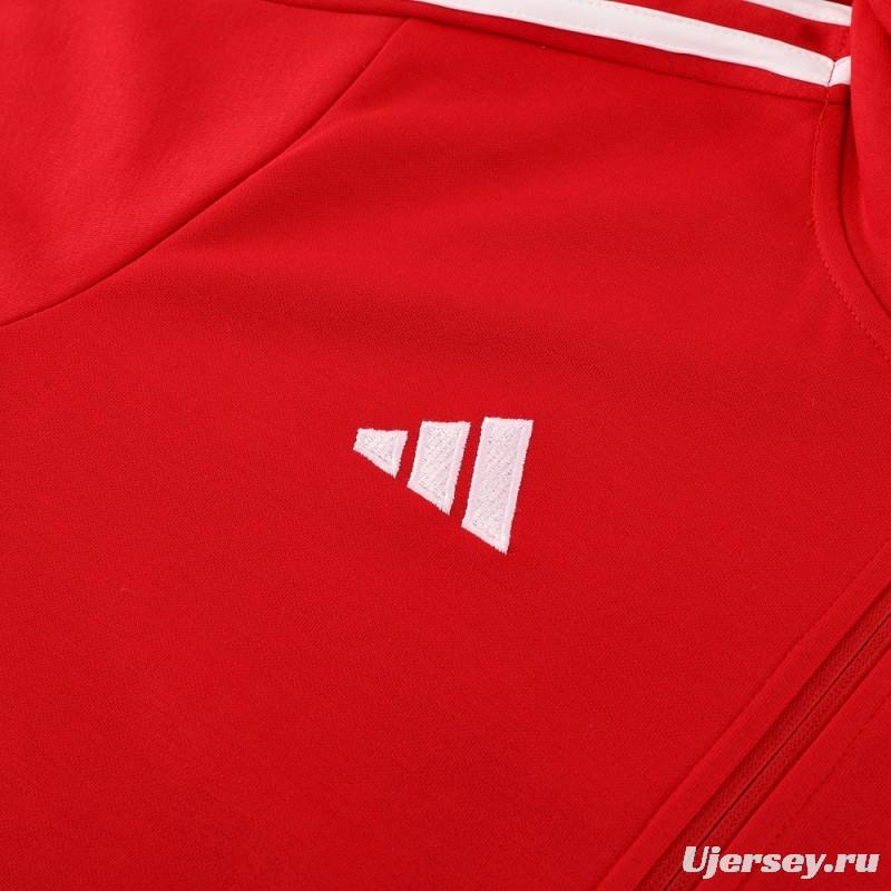 2023 Adidas Red Hoodie Full Zipper Jacket +Pants