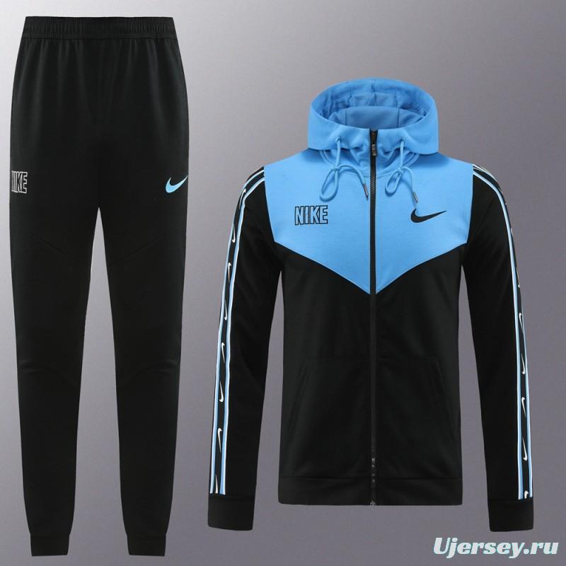 23/24 NIKE Black/Blue Full Zipper Hooide Jacket+Pants