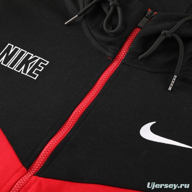 23/24 NIKE Black/Red Full Zipper Hooide Jacket+Pants