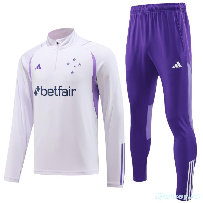 23/24 Cruzeiro White Half Zipper Jacket+ Pants