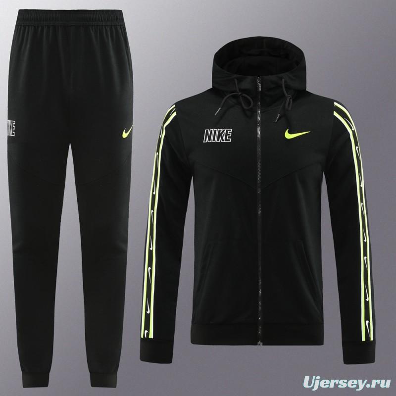 23/24 NIKE Black/Green Full Zipper Hooide Jacket+Pants