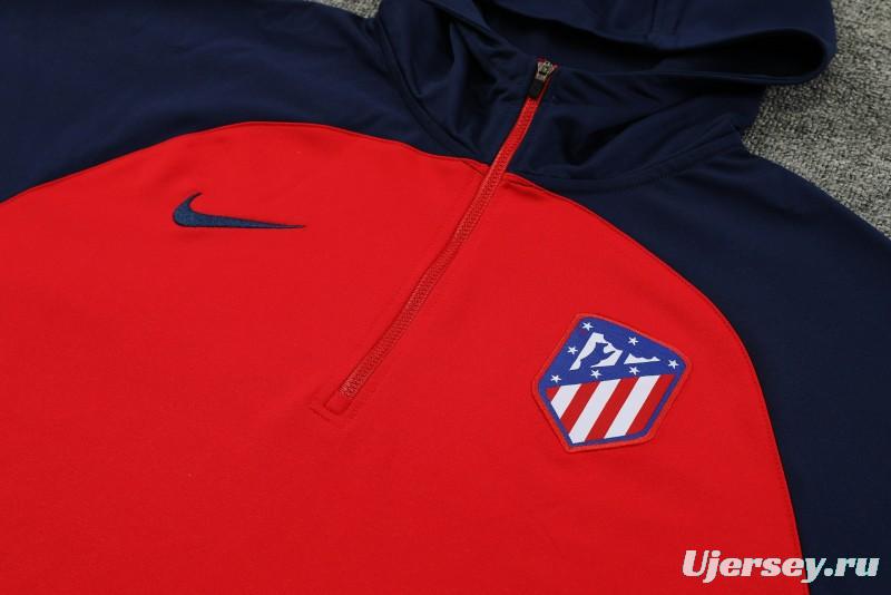 23/24 Atletico Madrid Red/Navy Half Zipper Jacket+ Pants