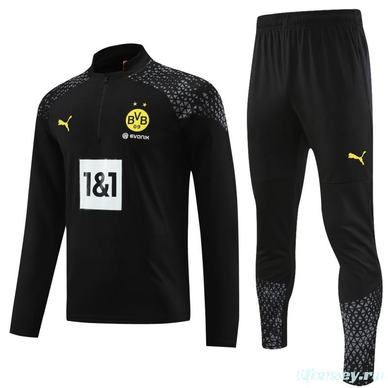 23/24 Borussia Dortmund Black Half Zipper Jacket+ Pants