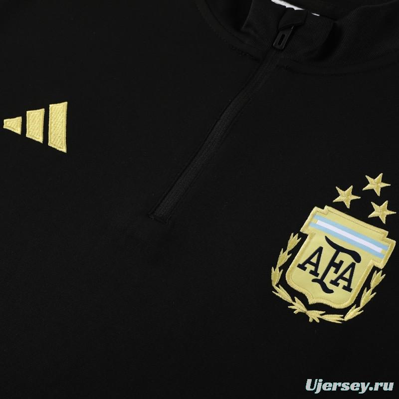 2023 Argentina Black Full Zipper Jacket+Pants