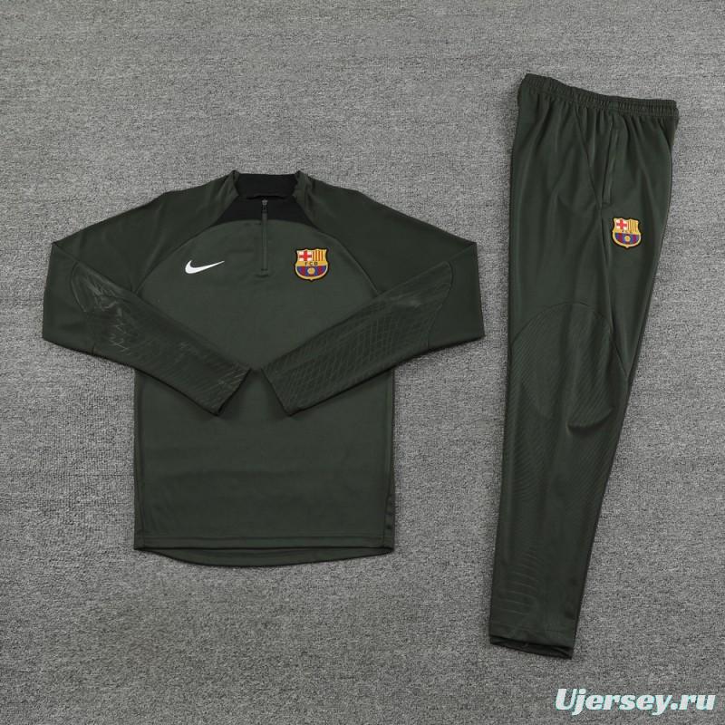 23/24 Barcelona Dark Green Half Zipper Jacket+Pants