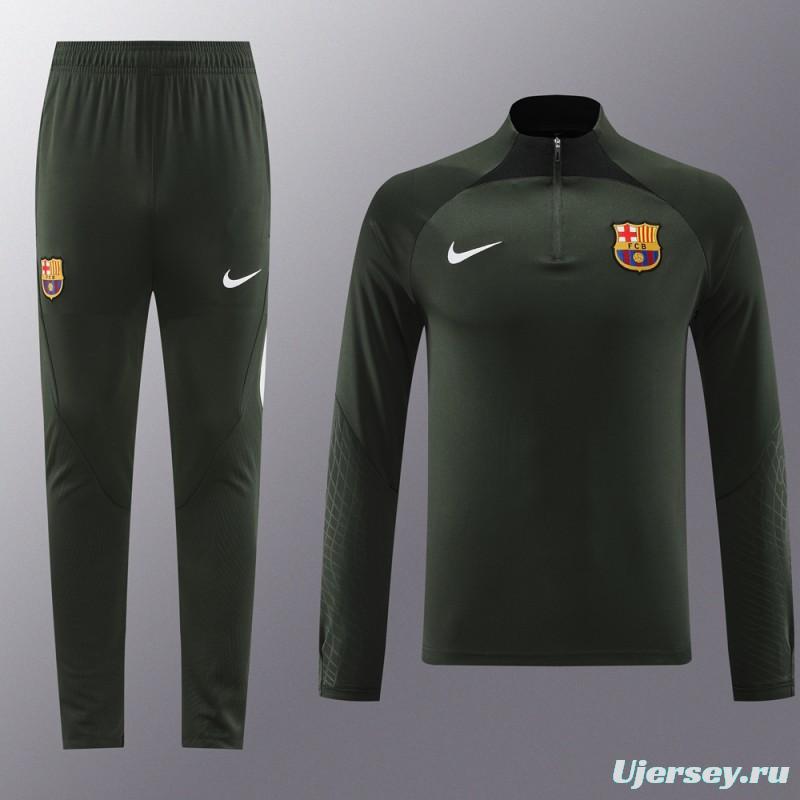 23/24 Barcelona Dark Green Half Zipper Jacket+Pants