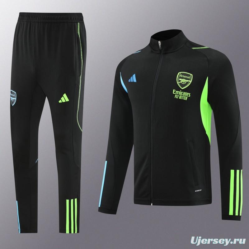 23/24 Arsenal Green/Black Full Zipper Jacket+Pants