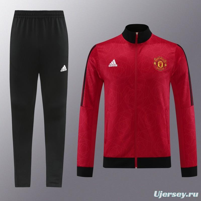 23/24 Manchester United Red Full Zipper Jacket+Pants