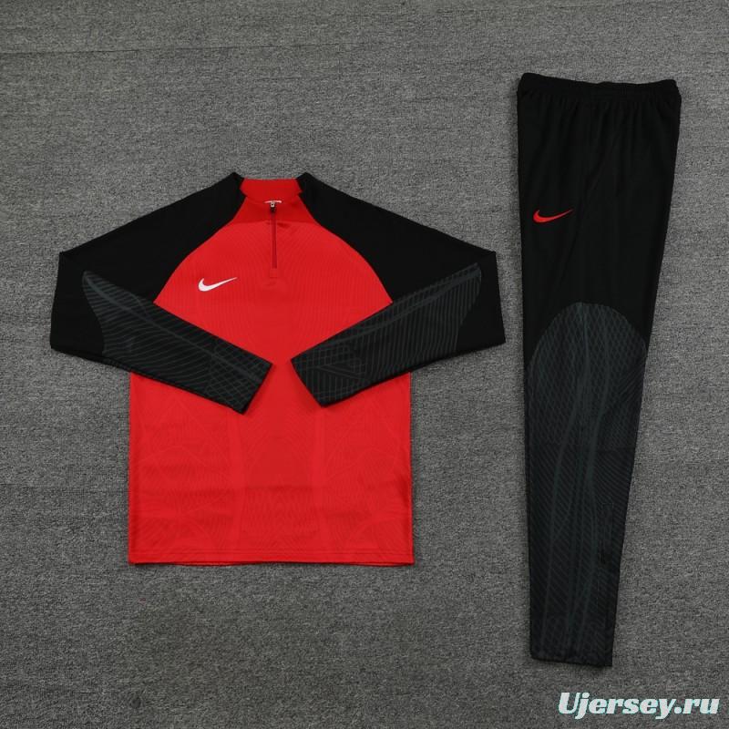 2024 Nike Red/Black Half Zipper Jacket+Pants