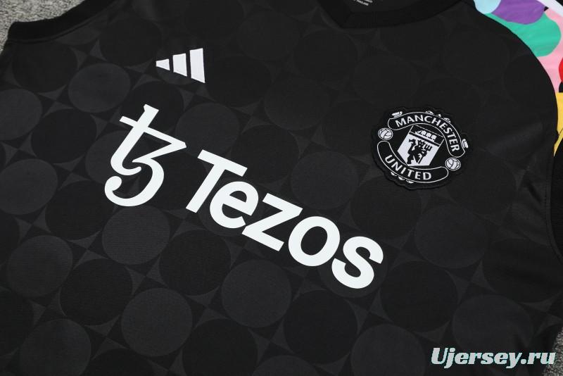 24/25 Manchester United Black Vest Jeresy+Shorts