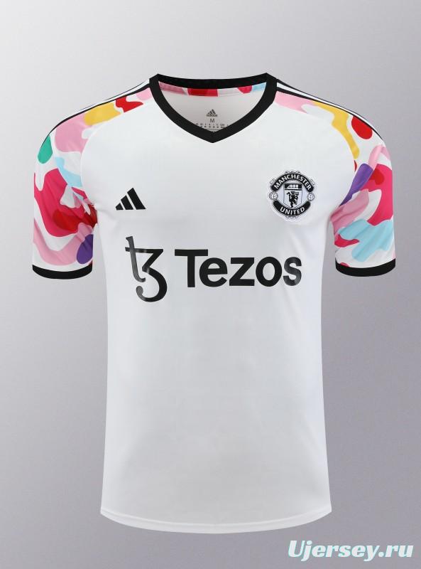 24/25 Manchester United White Short Sleeve Jeresy+Shorts