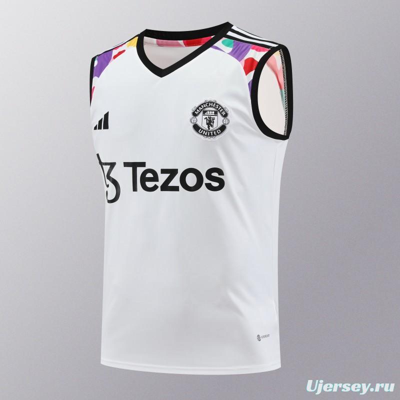 24/25 Manchester United White Vest Jeresy+Shorts