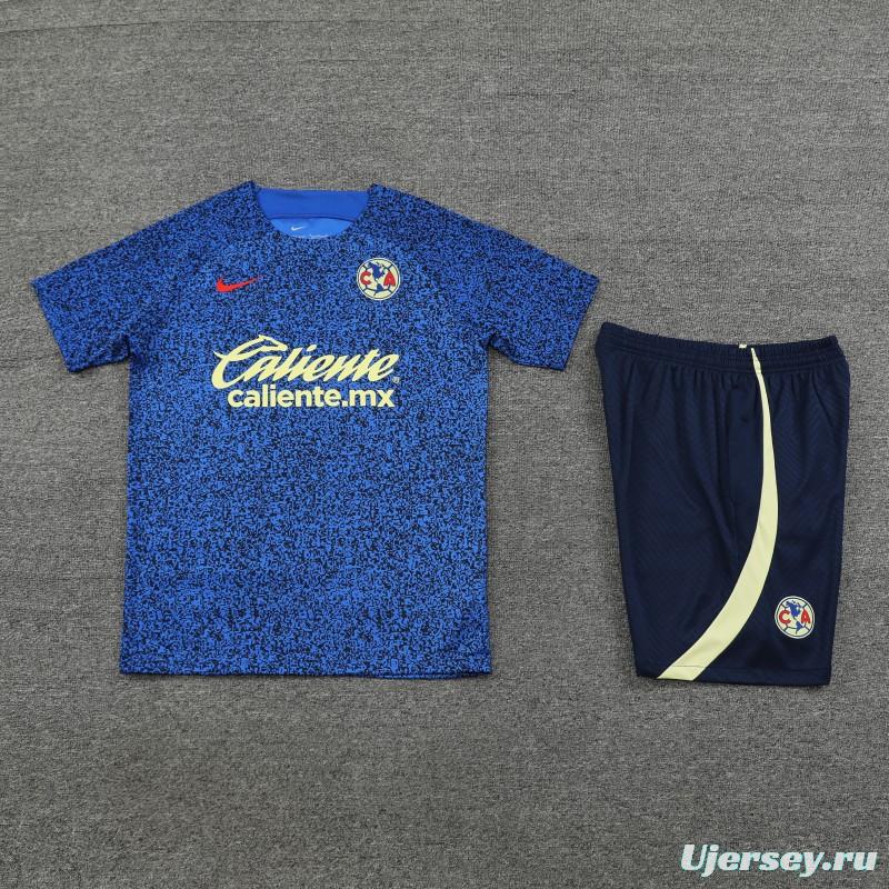 24/25 Club America Navy Vest Short Sleeve Jeresy+Shorts