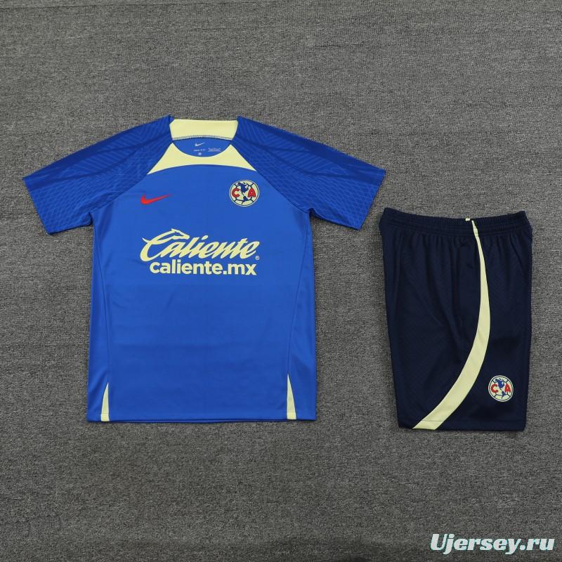 24/25 Club America Blue/Yellow Short Sleeve Jeresy+Shorts