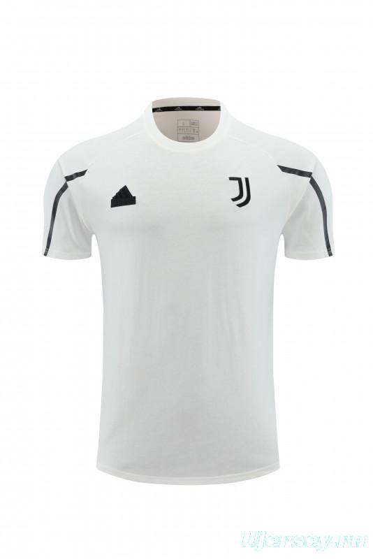 23/24 Juventus White Cotton Short Sleeve Jersey+Shorts