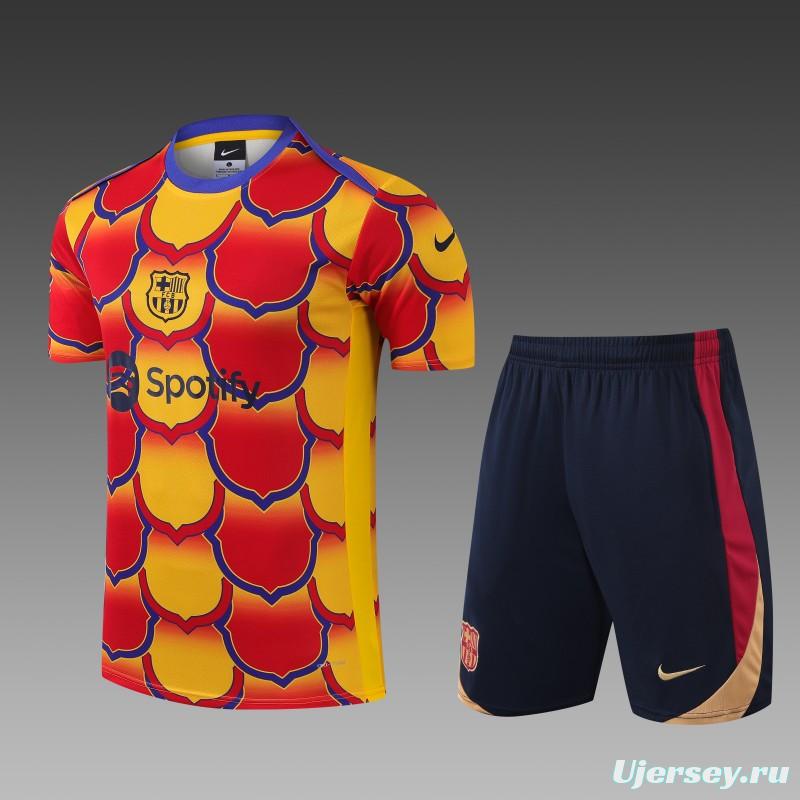 23/24 Barcelona Cotton Chinese New Year Pre-Match Short Sleeve Jersey+Shorts