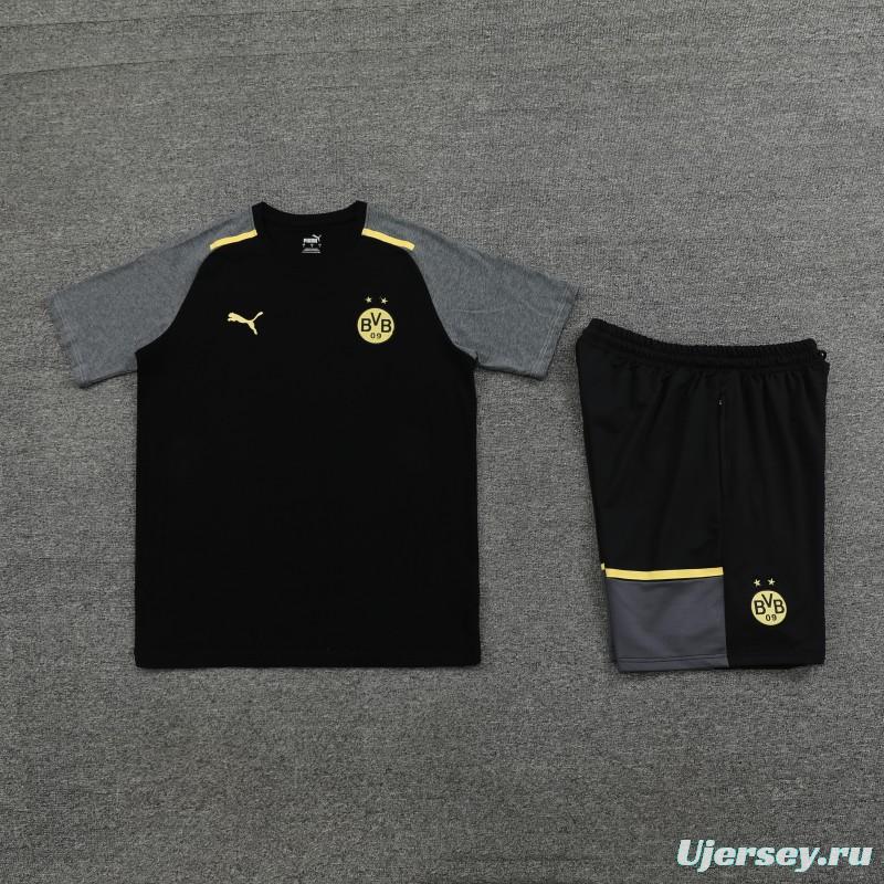 23/24 Borussia Dortmund Black/Grey Cotton Short Sleeve Jersey+Shorts