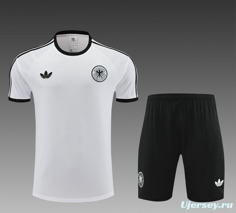 2024 Germany White Cotton Short Sleeve Jersey+Shorts