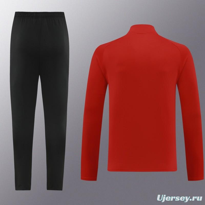 2024 Nike Red/Black Half Zipper Jacket+Pants