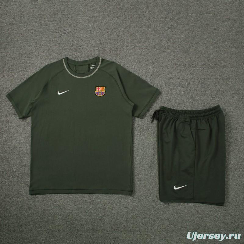 23/24 Barcelona Dark Green Cotton Short Sleeve Jersey+Shorts