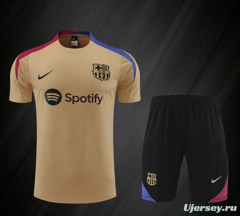 23/24 Barcelona Brown Cotton Short Sleeve Jersey+Shorts