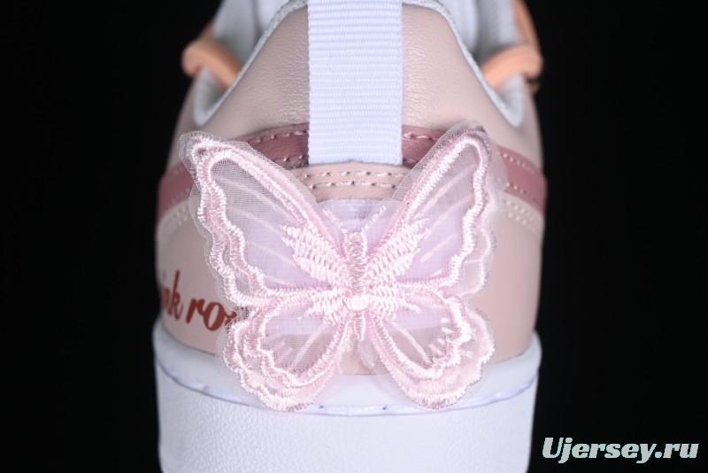 Nike Court Borough Low-Top Slip-Resistant Skate Shoes with Custom Rose Pink Hand-Painted Design - DQ5979-100