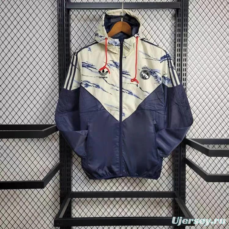 24/25 Real Madrid Navy/Beige Windbreaker