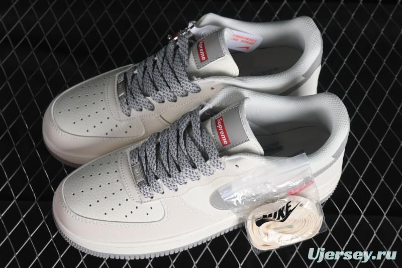 Supreme x Nike Air Force 1 '07 Low Beige Grey Casual Skate Shoes - HD1968-018