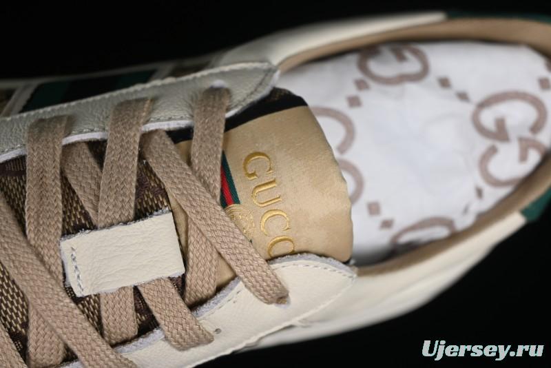 Gucci Chunky B Screener GG Casual Sneakers in Beige and Ebony GG Canvas with Leather Trim - 9Y9209666
