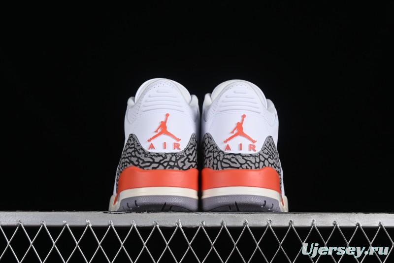 Nike Air Jordan 3 Retro Sneakers in White and Peach Orange - CK9246-121