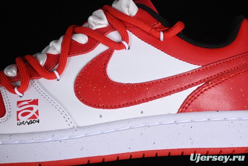 Nike Court Borough Low-Top Casual Sneakers with Dragon Emblem and Splatter Ink Vibe Style - DV5456-600