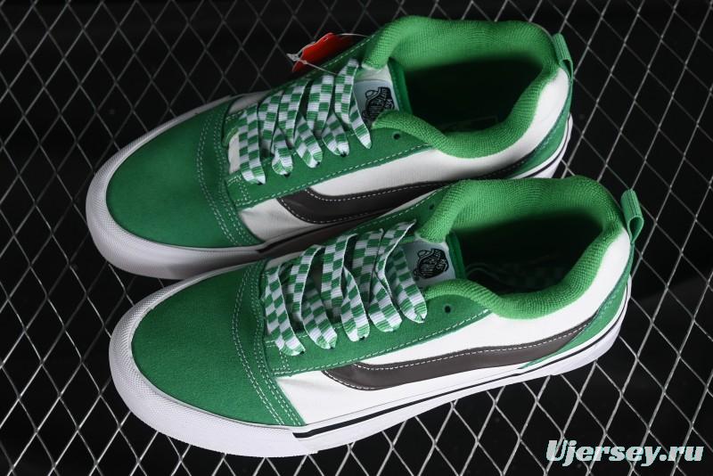 Vans Classics Knu Skool White Green Chunky Tongue Retro Sneakers - VN0009QCV0N
