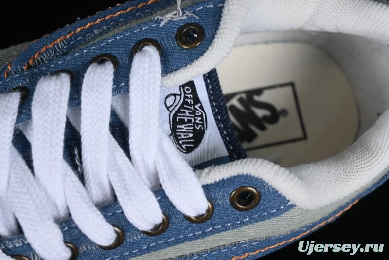 Vans Classics Knu Skool Washed Denim Distressed Vintage Chunky Tongue Skate Shoes - VN0009QCBLK