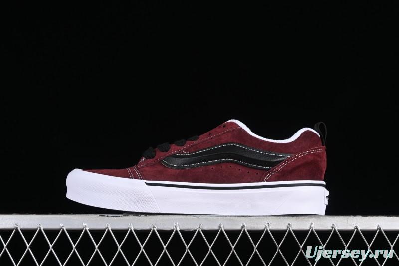 Vans Classics Knu Skool Chunky Tongue Retro Sneakers in Wine Red - VN0009QC02Y