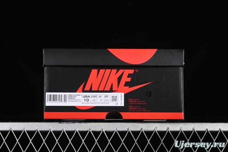 Nike Air Jordan 1 High OG "First in Flight" Basketball Shoes with UNC Blue and Yellow Accents - FD2596-400