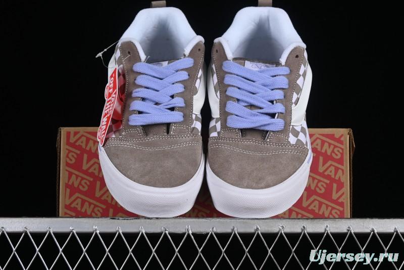 Vans Classics Knu Skool Retro Chunky Sneakers in Light Brown/Lilac Checkerboard - VN0009QC0AK