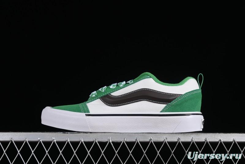 Vans Classics Knu Skool White Green Chunky Tongue Retro Sneakers - VN0009QCV0N