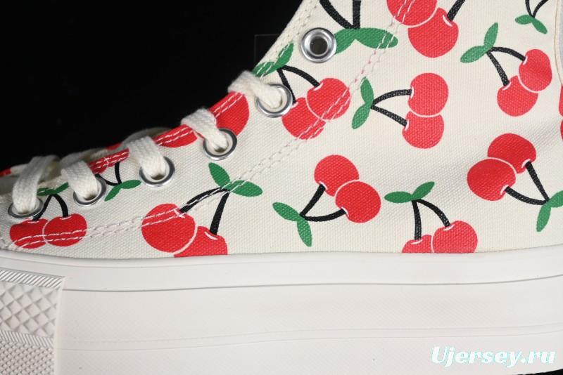 Converse Chuck 1970s Official Cherry Embroidery Platform Vulcanized Canvas Sneakers - A08096C