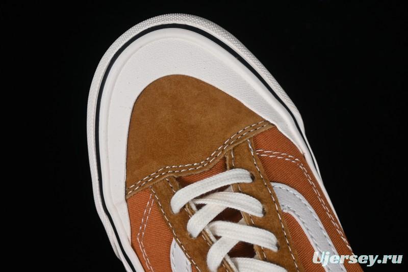 Vans Old Skool Reissue 136 High-End Series Round Toe Orange Canvas Vulcanized Shoes - VN000MT6BKQ