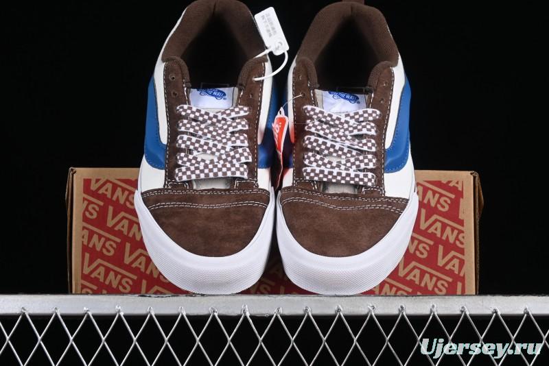 Vans Classics Knu Skool White Blue Brown Colorblock Chunky Tongue Skate Shoes - VN0009QCDMV