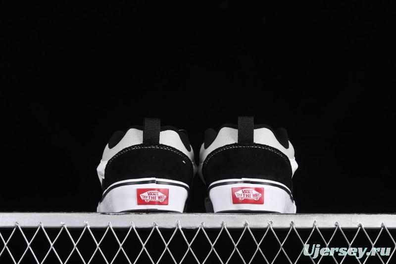 Vans Classics Knu Skool Patchwork Letter Lace-Up Chunky Tongue Platform Sneakers - VN0009QCBLK