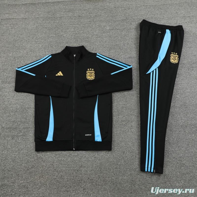 2024 Argentina Black Full Zipper Jacket +Long Pants