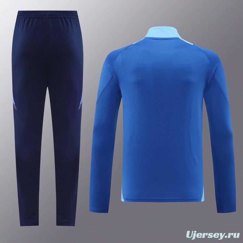 2024 Adidas Blue Half Zipper Jacket +Long Pants