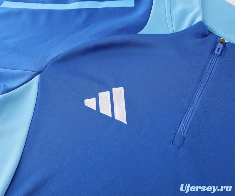 2024 Adidas Blue Half Zipper Jacket +Long Pants
