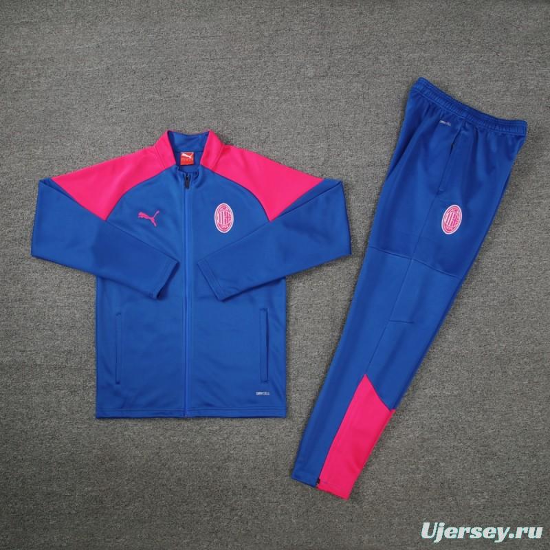 24/25 AC Milan Blue/Red Full Zipper Jacket +Long Pants