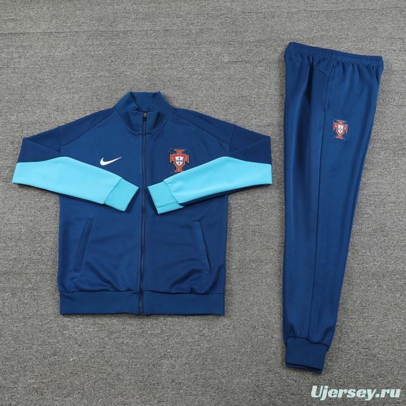 2024 Portugal Navy Full Zipper Jacket +Long Pants