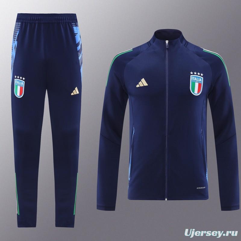 2024 Italy Navy Full Zipper Jacket +Long Pants