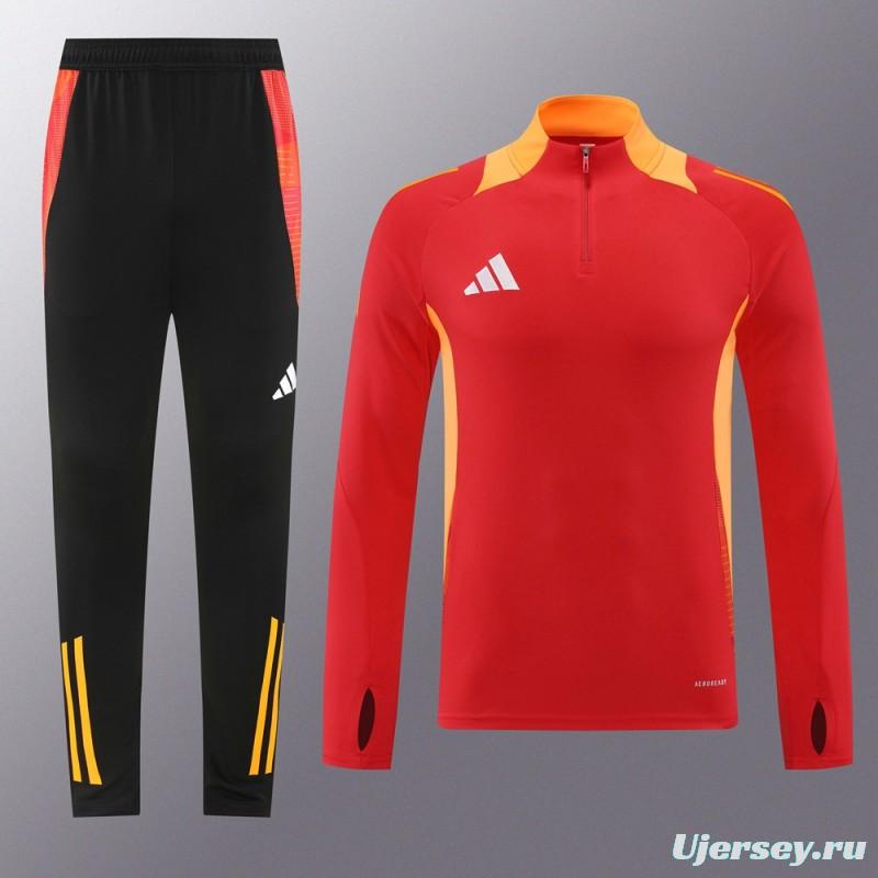 2024 Adidas Red/Yellow Half Zipper Jacket +Long Pants