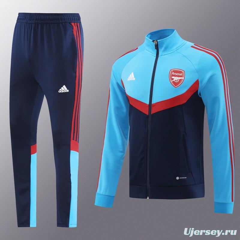 24/25 Arsenal Black/Blue Full Zipper Jacket +Long Pants